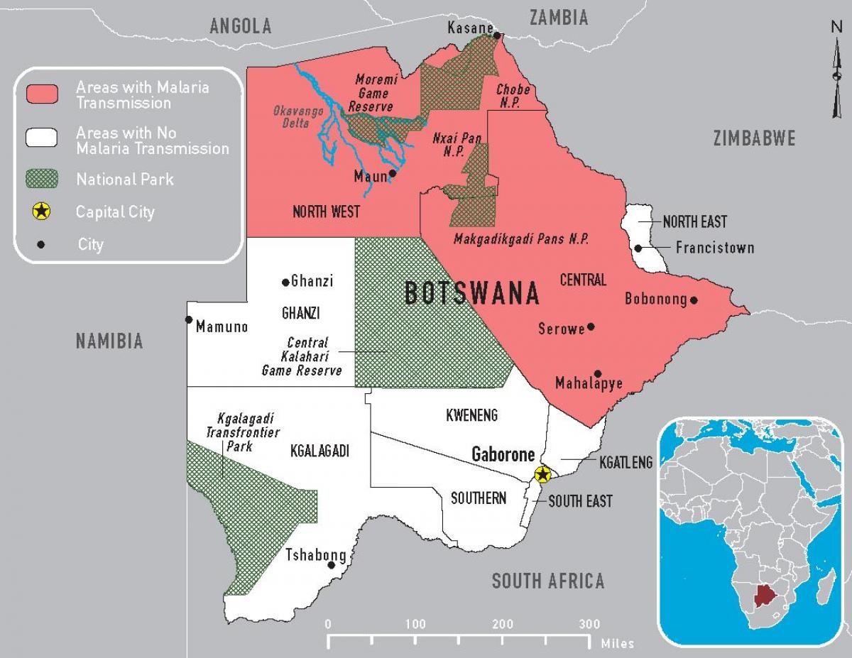 карта Ботсваны малярии