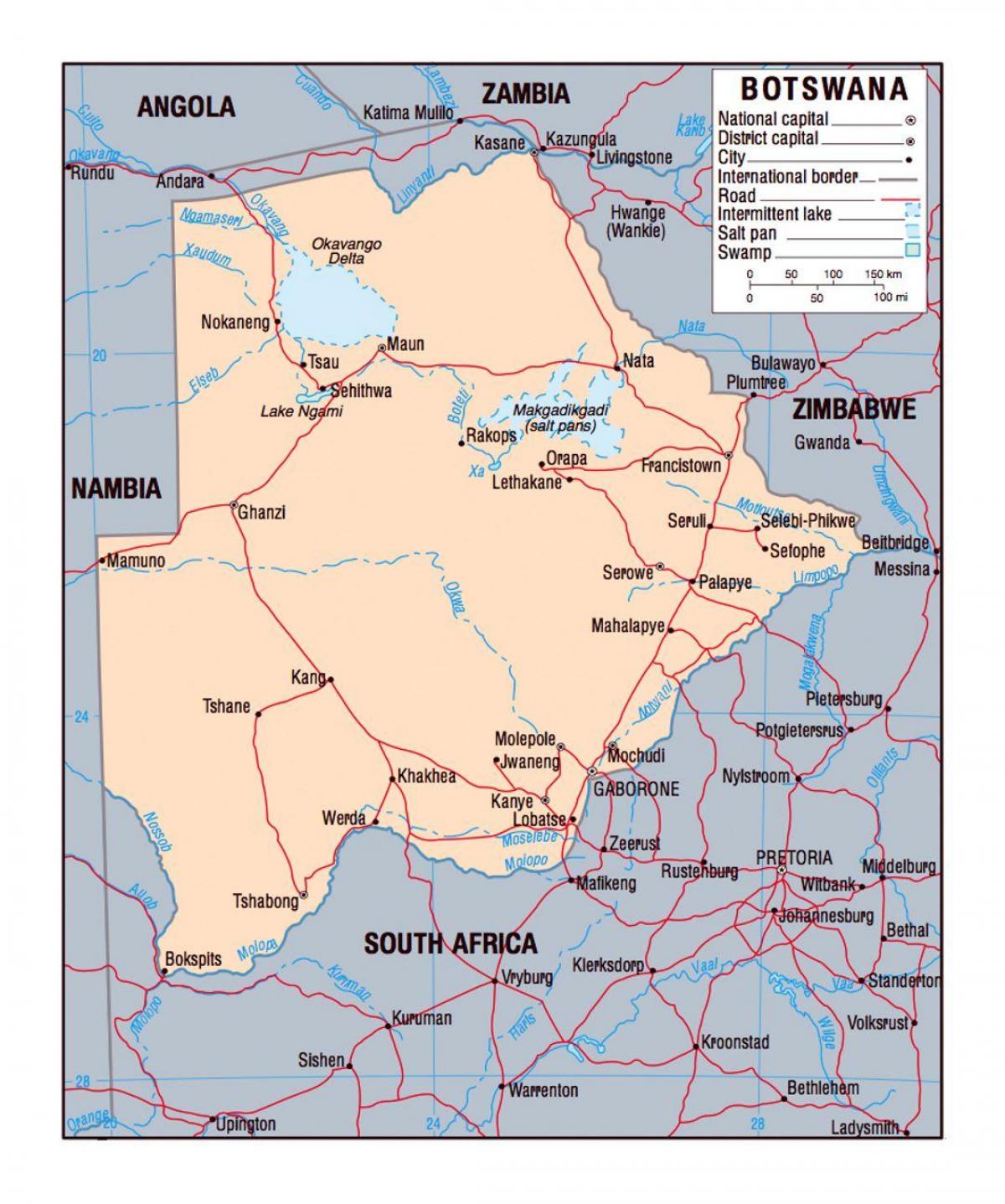 карта Ботсваны политических