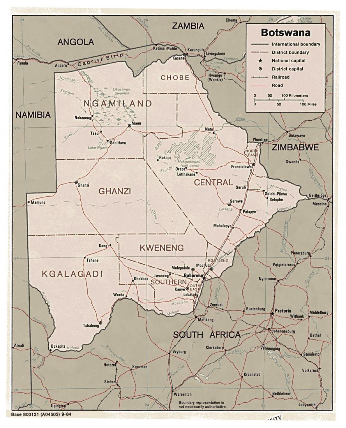 подробная карта Ботсваны