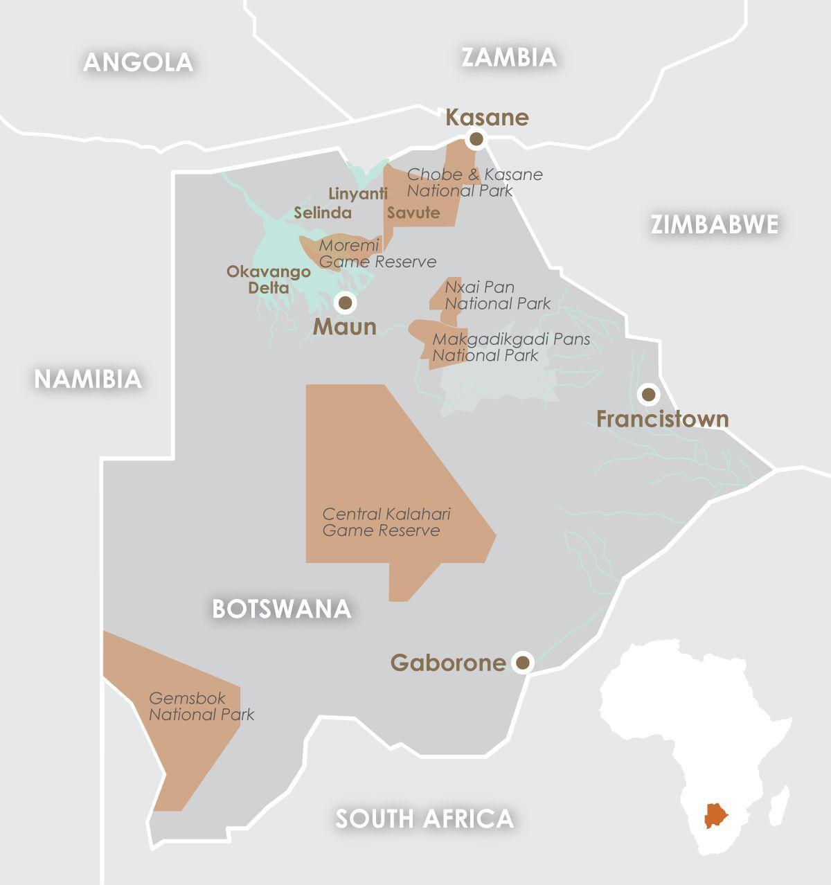 карта маун, Ботсвана