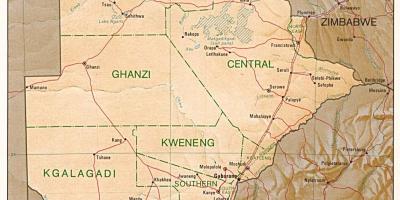 Карта Ботсваны показывая городов и сел